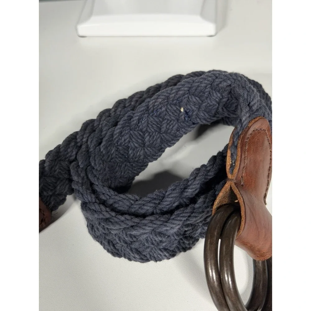 Vintage Y2K Denim Ralph Lauren Braided Double O Belt Blue Surfer Summer A1-0102